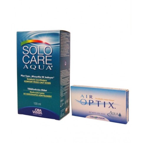 Zestaw: Air Optix Aqua 6 szt. + Solo Care Aqua 360 ml