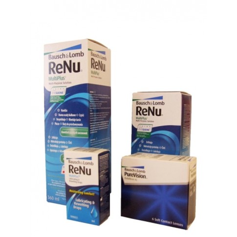 Zestaw: Pure Vision + Renu 360 ml + Renu 120 ml + Krople Renu
