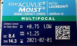 1-Day Acuvue Moist multifocal parametry