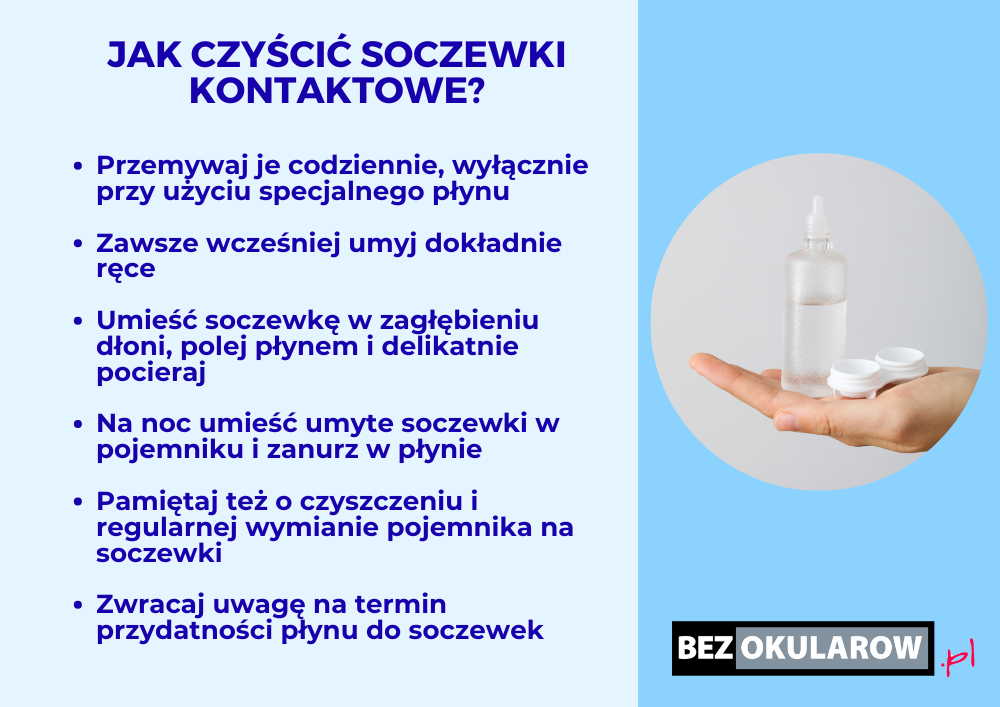 Jak czyścić soczewki - infografika