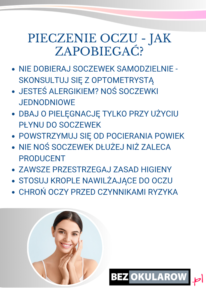 Pieczenie oczu - infografika jak zapobiegać
