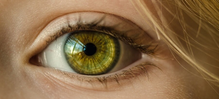 Zbliżenie na oko kobiety w kolorze zielonym.