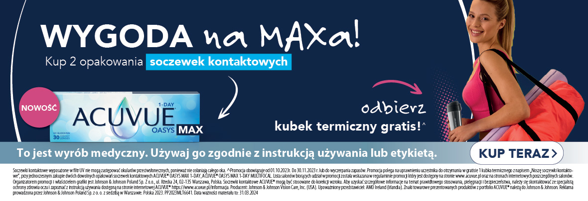 promocja Acucue Oasys Max 1-Day + kubek termiczny gratis