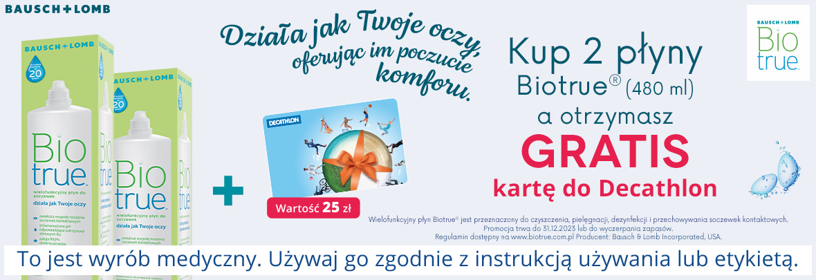 gratis do dwóch płynów Biotrue 480 ml